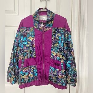Vintage 80s Colorful Windbreaker- Size: M